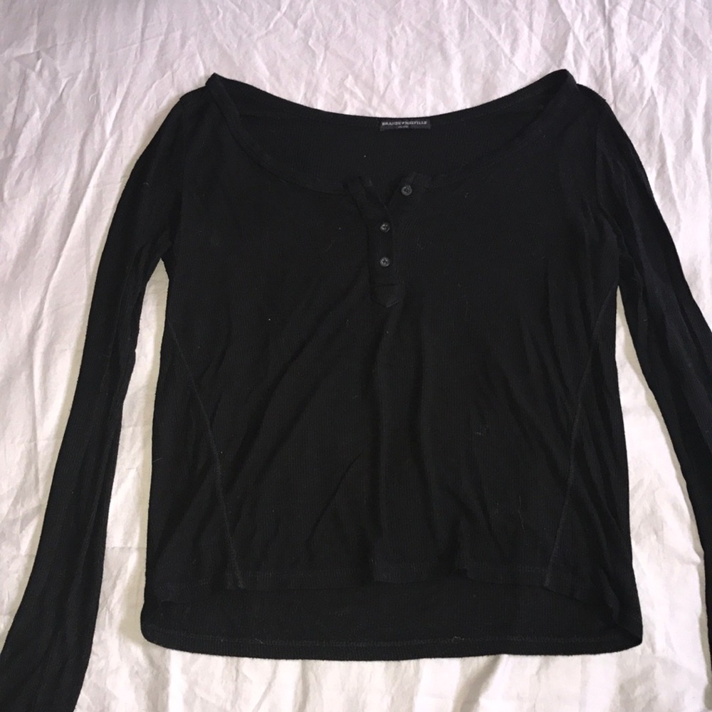 Brandy Melville Black Botton Long Sleeve - (OS)